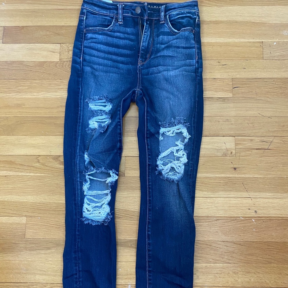 American eagle highest waist  ripped skinny jeans